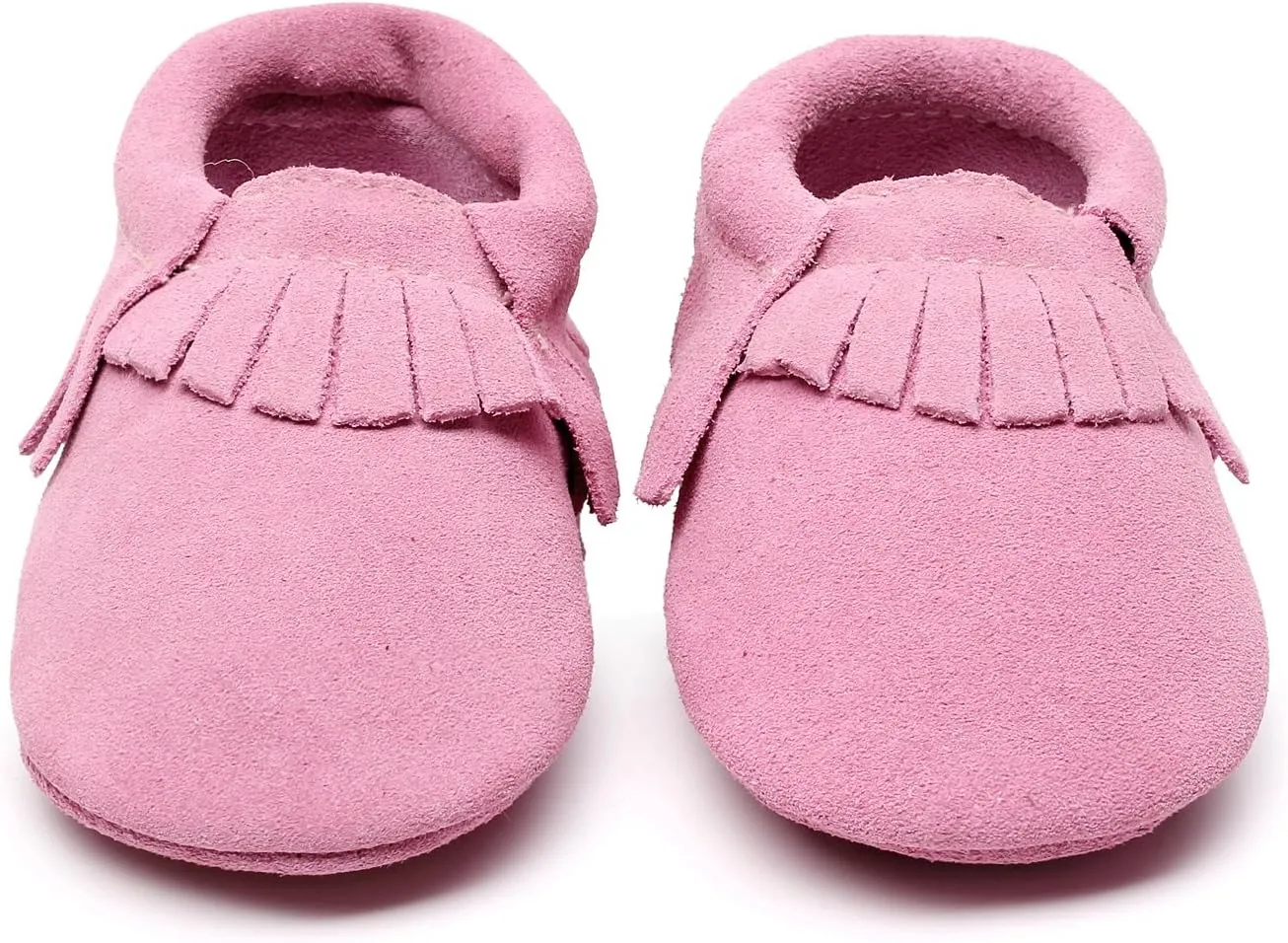 HONGTEYA Leather Baby Moccasins Hard Soled Tassel Crib Toddler Shoes for Boys and Girls…