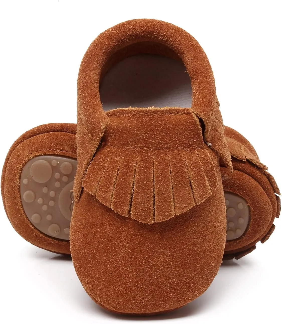 HONGTEYA Leather Baby Moccasins Hard Soled Tassel Crib Toddler Shoes for Boys and Girls…
