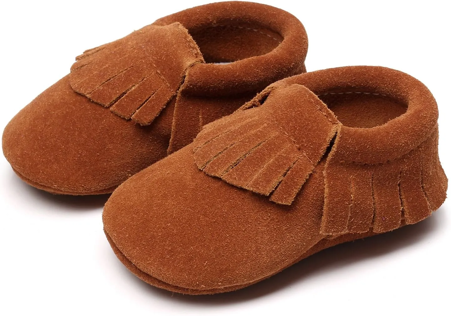 HONGTEYA Leather Baby Moccasins Hard Soled Tassel Crib Toddler Shoes for Boys and Girls…