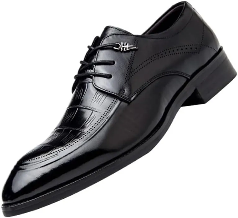 Italian Luxury Men's Leather Dress Shoes Oxford Brogue Pointed Toe Classic Lace Up Formal Business Wedding Non Slip Comfortable Durable Tuxedo Low Top Stylish Elegant