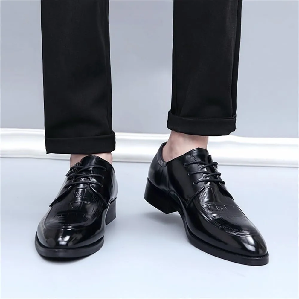 Italian Luxury Men's Leather Dress Shoes Oxford Brogue Pointed Toe Classic Lace Up Formal Business Wedding Non Slip Comfortable Durable Tuxedo Low Top Stylish Elegant