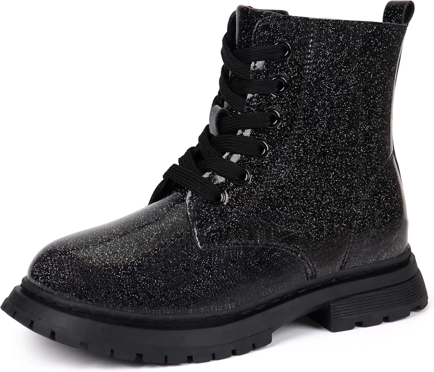 JABASIC Girls Boys Ankle Boots Lace-Up Waterproof Work Boots with Side Zipper