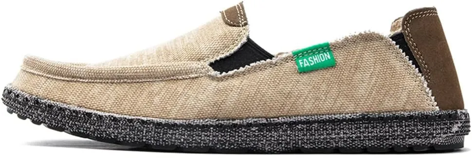 JAMONWU Men's Slip on Shoes Cloth Shoes Deck Shoes Canvas Leisure Vintage Casual Loafer Boat Shoes