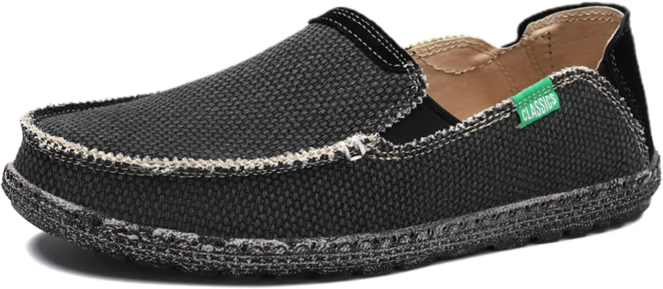 JAMONWU Men's Slip on Shoes Cloth Shoes Deck Shoes Canvas Leisure Vintage Casual Loafer Boat Shoes