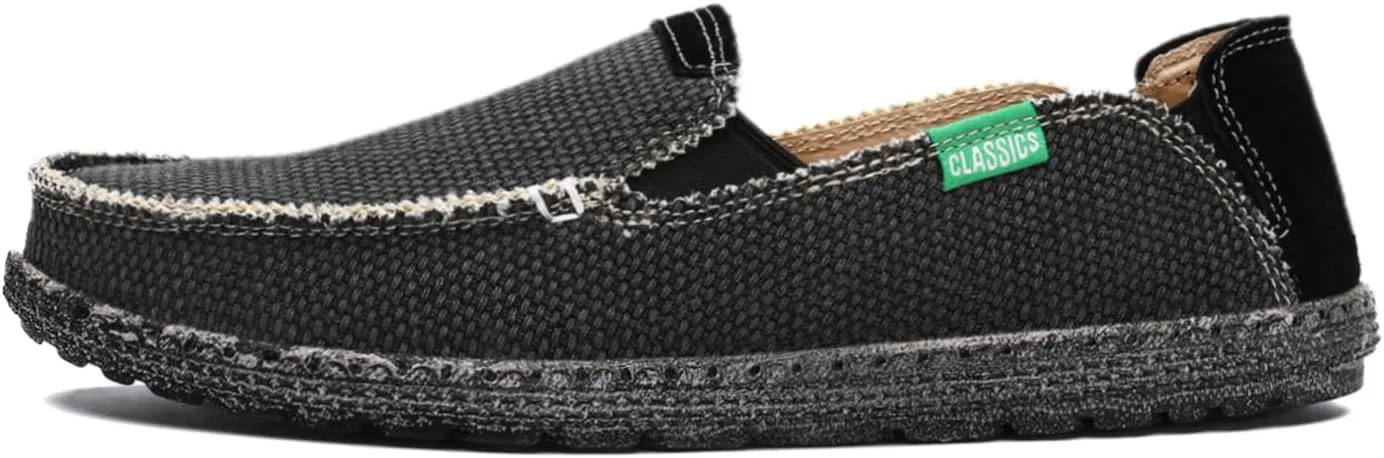 JAMONWU Men's Slip on Shoes Cloth Shoes Deck Shoes Canvas Leisure Vintage Casual Loafer Boat Shoes