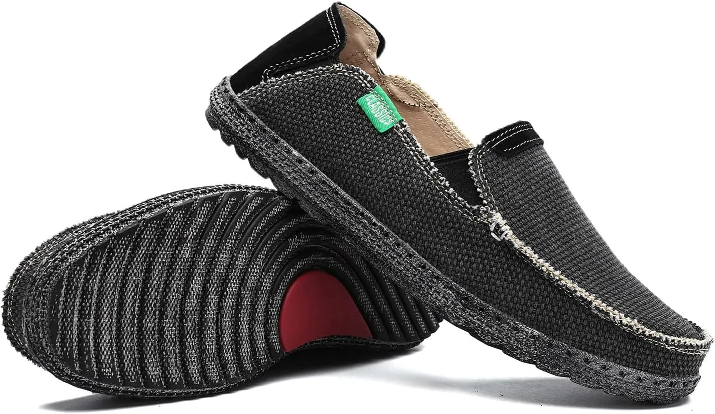 JAMONWU Men's Slip on Shoes Cloth Shoes Deck Shoes Canvas Leisure Vintage Casual Loafer Boat Shoes