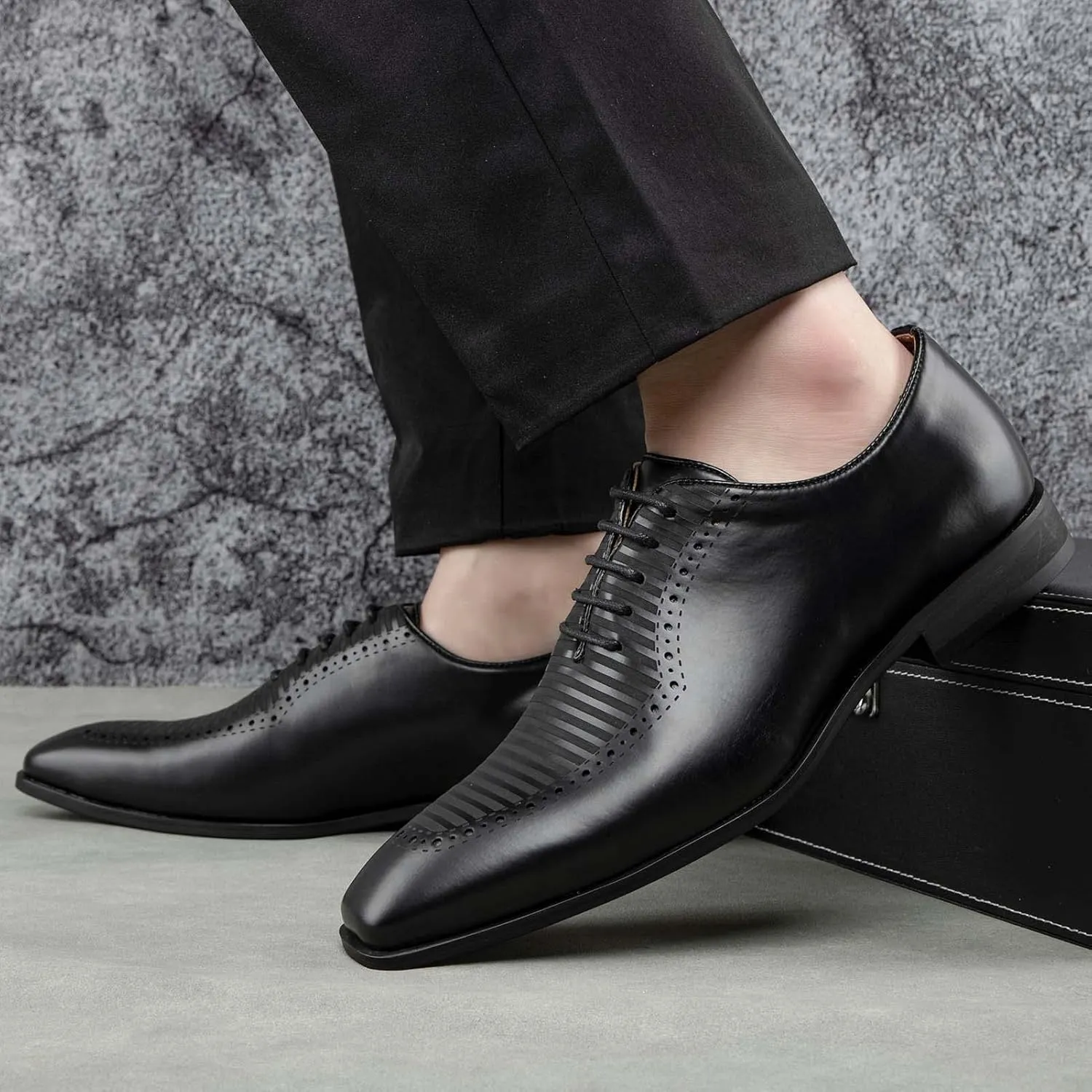 JITAI Mens Oxford Shoes Mens Casual Dress Shoes Lace Up Fashion Shoes Formal