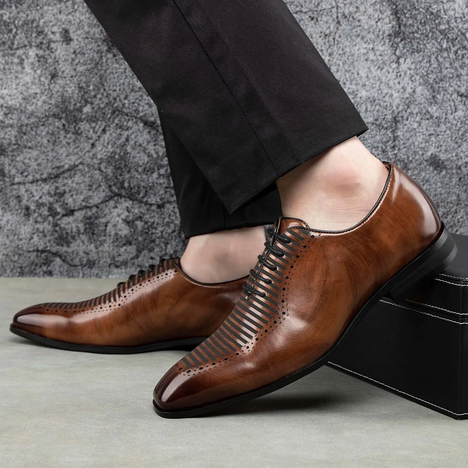 JITAI Mens Oxford Shoes Mens Casual Dress Shoes Lace Up Fashion Shoes Formal