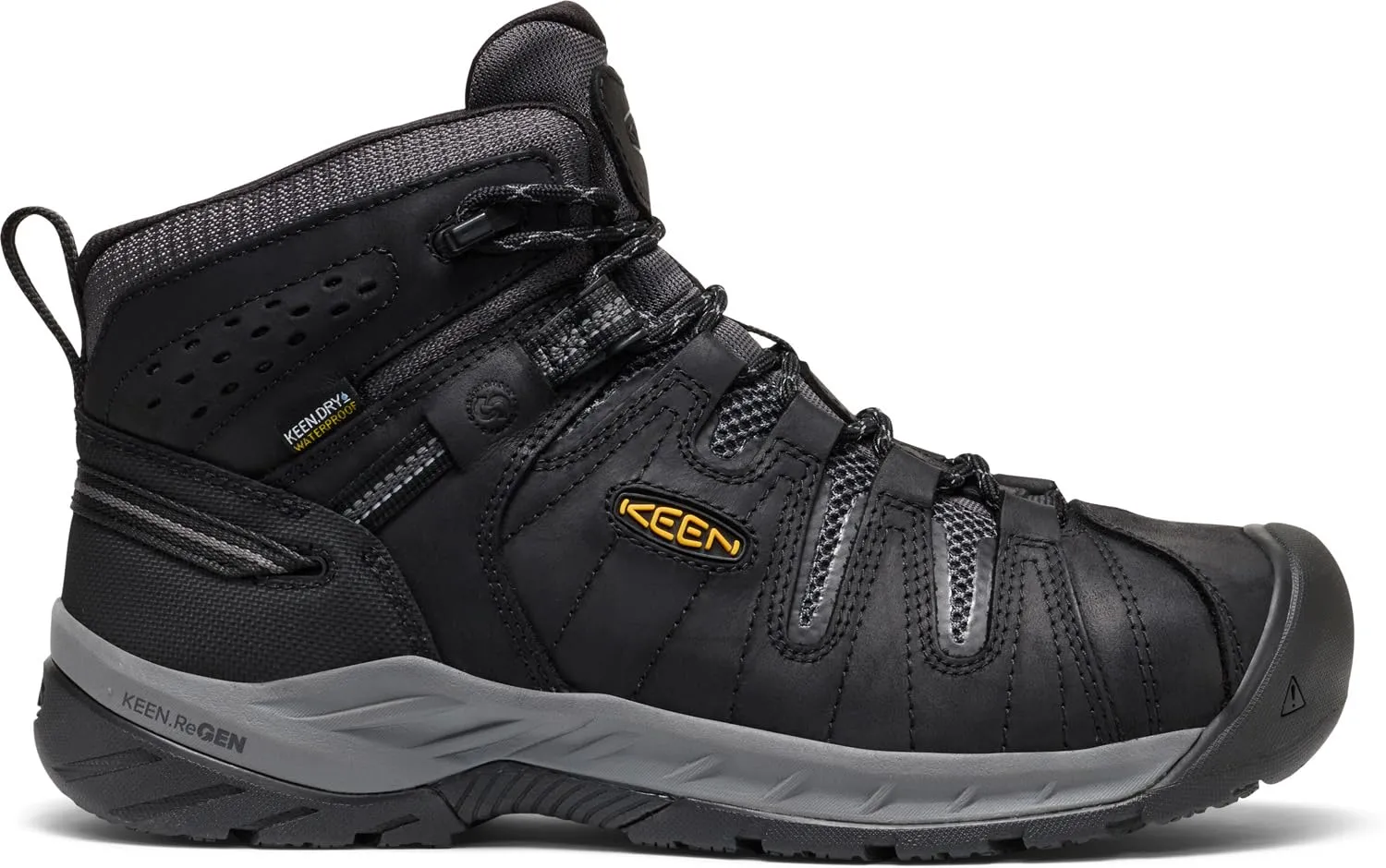KEEN Utility Men's Flint 2 VersaTREAD Non Slip Mid Height Steel Toe Waterproof Work Boots, Black/Dark Shadow, 14