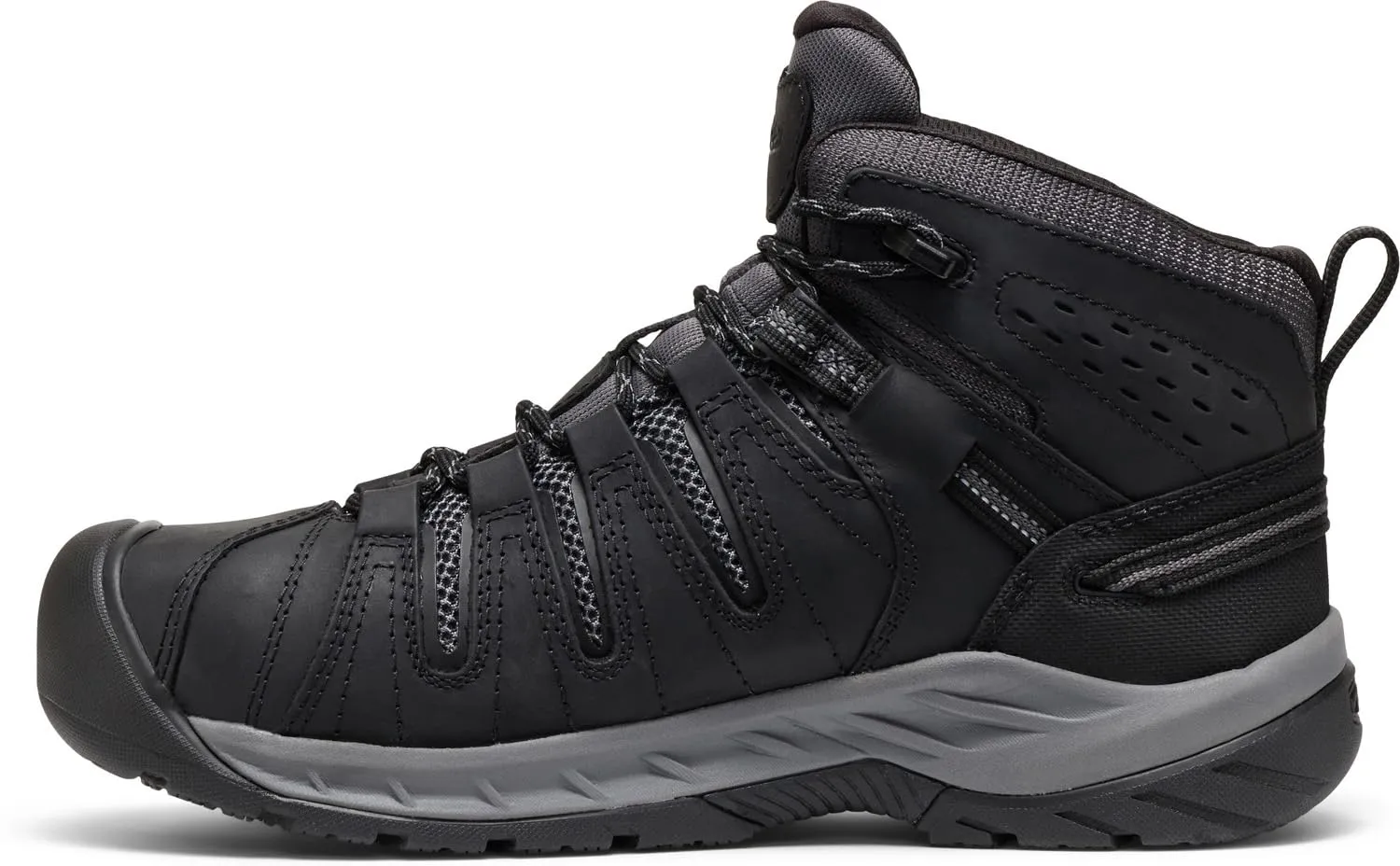 KEEN Utility Men's Flint 2 VersaTREAD Non Slip Mid Height Steel Toe Waterproof Work Boots, Black/Dark Shadow, 14