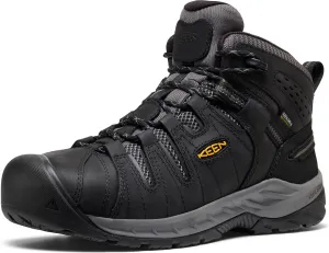 KEEN Utility Men's Flint 2 VersaTREAD Non Slip Mid Height Steel Toe Waterproof Work Boots, Black/Dark Shadow, 14