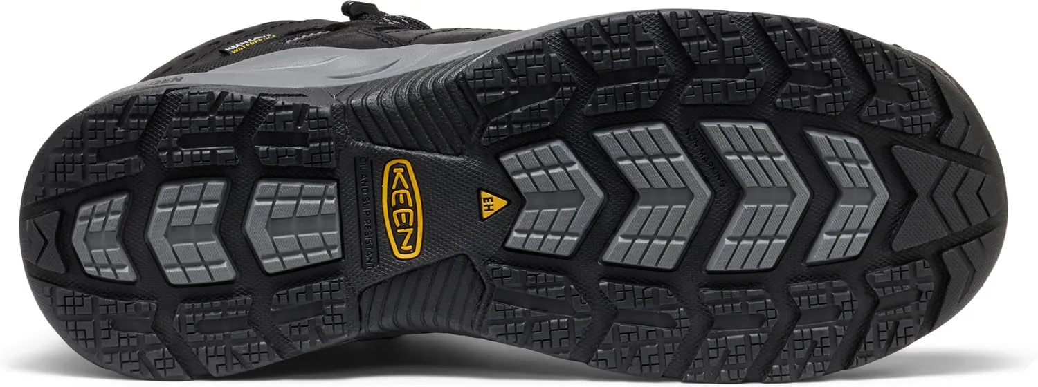 KEEN Utility Men's Flint 2 VersaTREAD Non Slip Mid Height Steel Toe Waterproof Work Boots, Black/Dark Shadow, 14