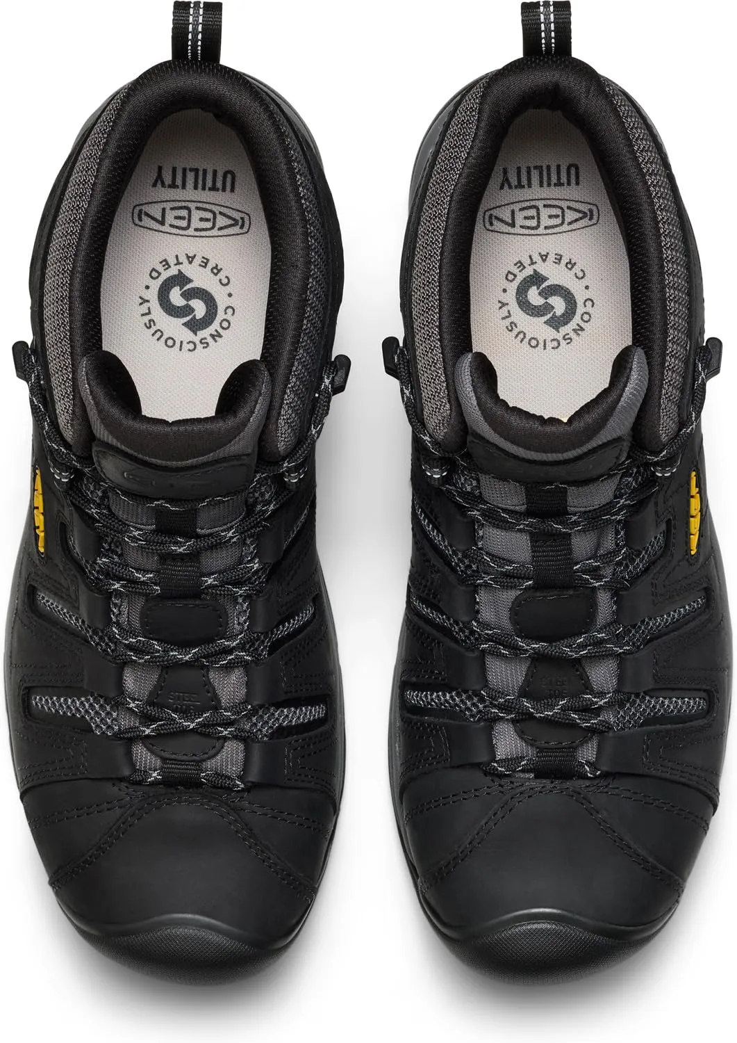 KEEN Utility Men's Flint 2 VersaTREAD Non Slip Mid Height Steel Toe Waterproof Work Boots, Black/Dark Shadow, 14