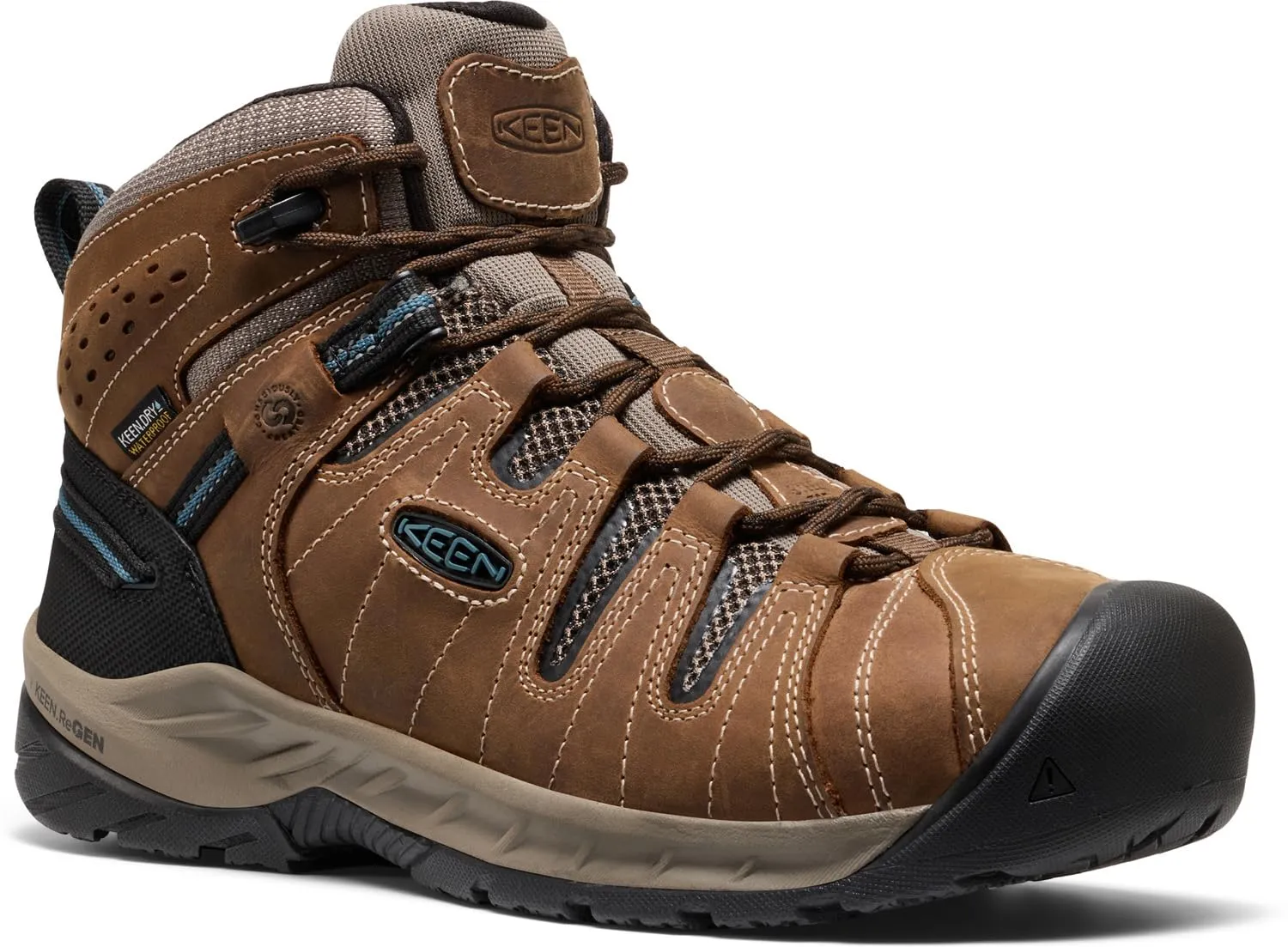 KEEN Utility Men's Flint 2 VersaTREAD Non Slip Mid Height Steel Toe Waterproof Work Boots, Cascade Brown, 14
