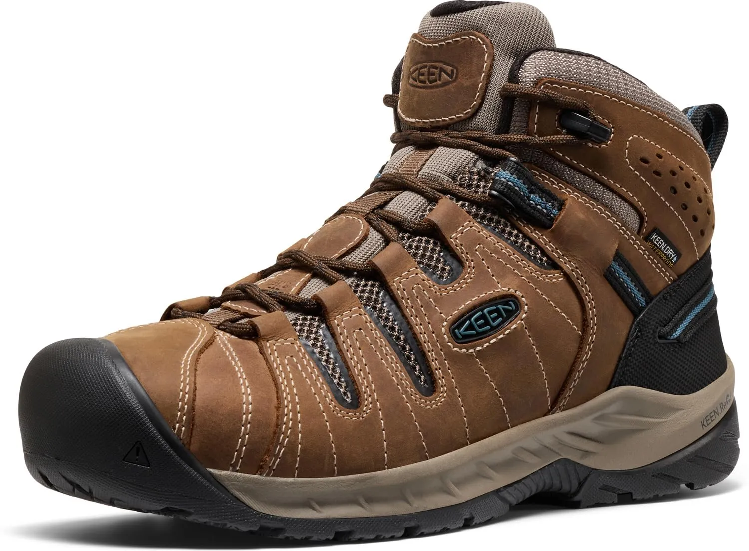 KEEN Utility Men's Flint 2 VersaTREAD Non Slip Mid Height Steel Toe Waterproof Work Boots, Cascade Brown, 14