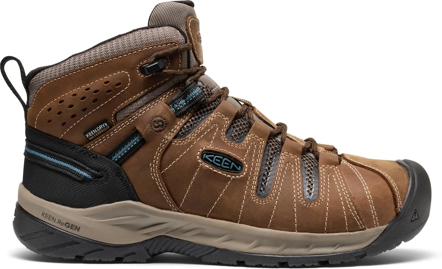 KEEN Utility Men's Flint 2 VersaTREAD Non Slip Mid Height Steel Toe Waterproof Work Boots, Cascade Brown, 14