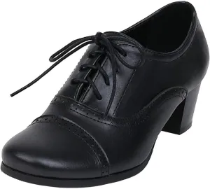 KOKOMOMO Womens Wingtip Oxford Chunky Heel Lace Up Vintage Pumps