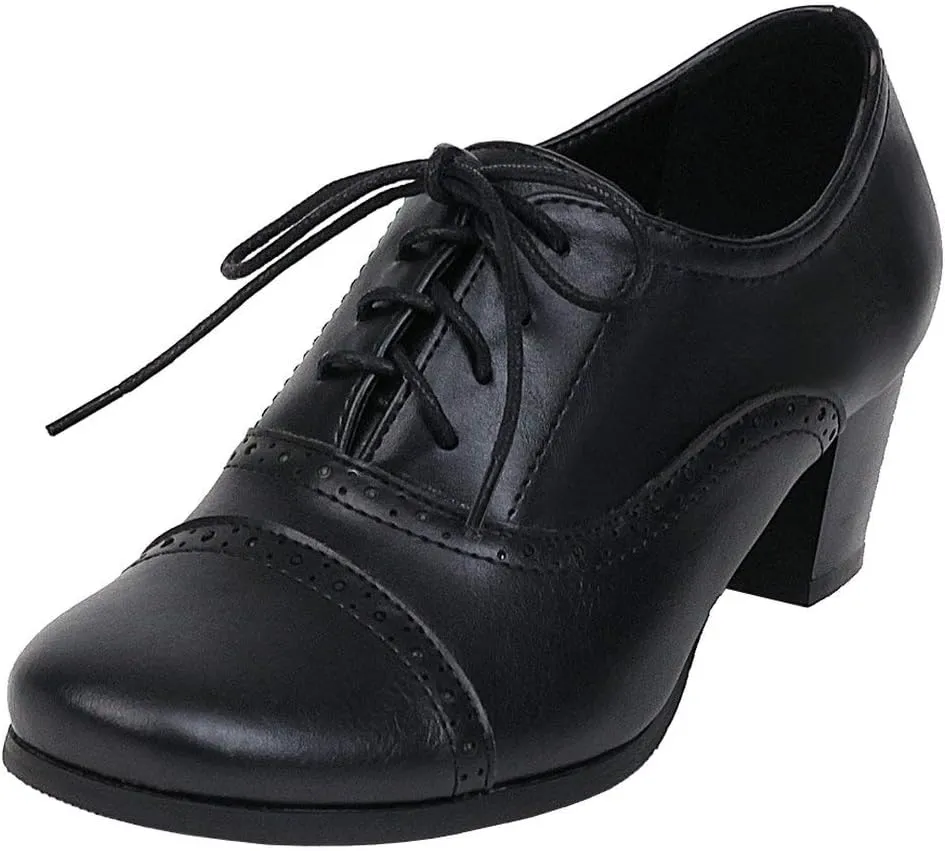 KOKOMOMO Womens Wingtip Oxford Chunky Heel Lace Up Vintage Pumps