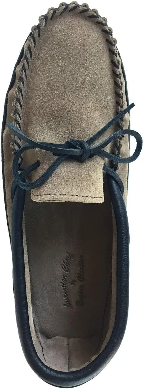 Laurentian Chief Men's Suede Moccasins with Moose Hide Trim