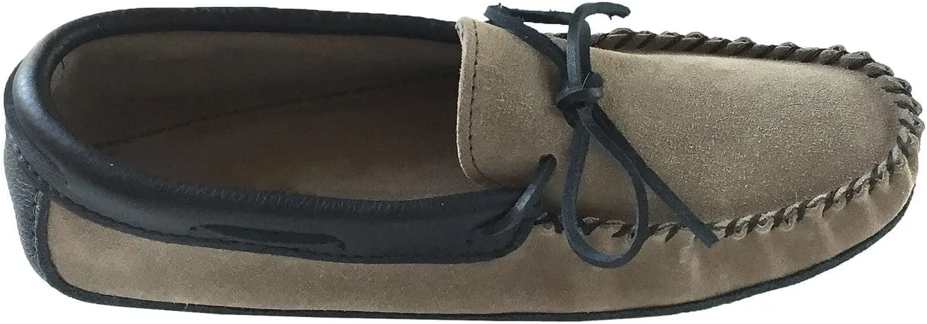 Laurentian Chief Men's Suede Moccasins with Moose Hide Trim