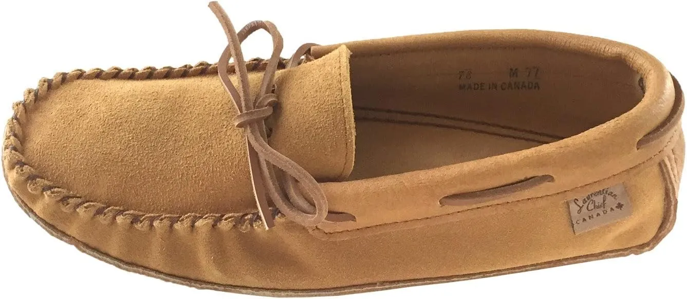 Laurentian Chief Men's Suede Moccasins with Moose Hide Trim