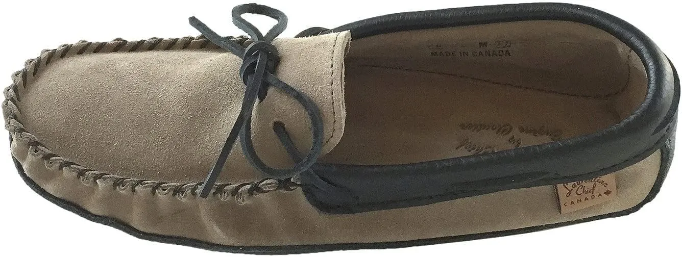 Laurentian Chief Men's Suede Moccasins with Moose Hide Trim