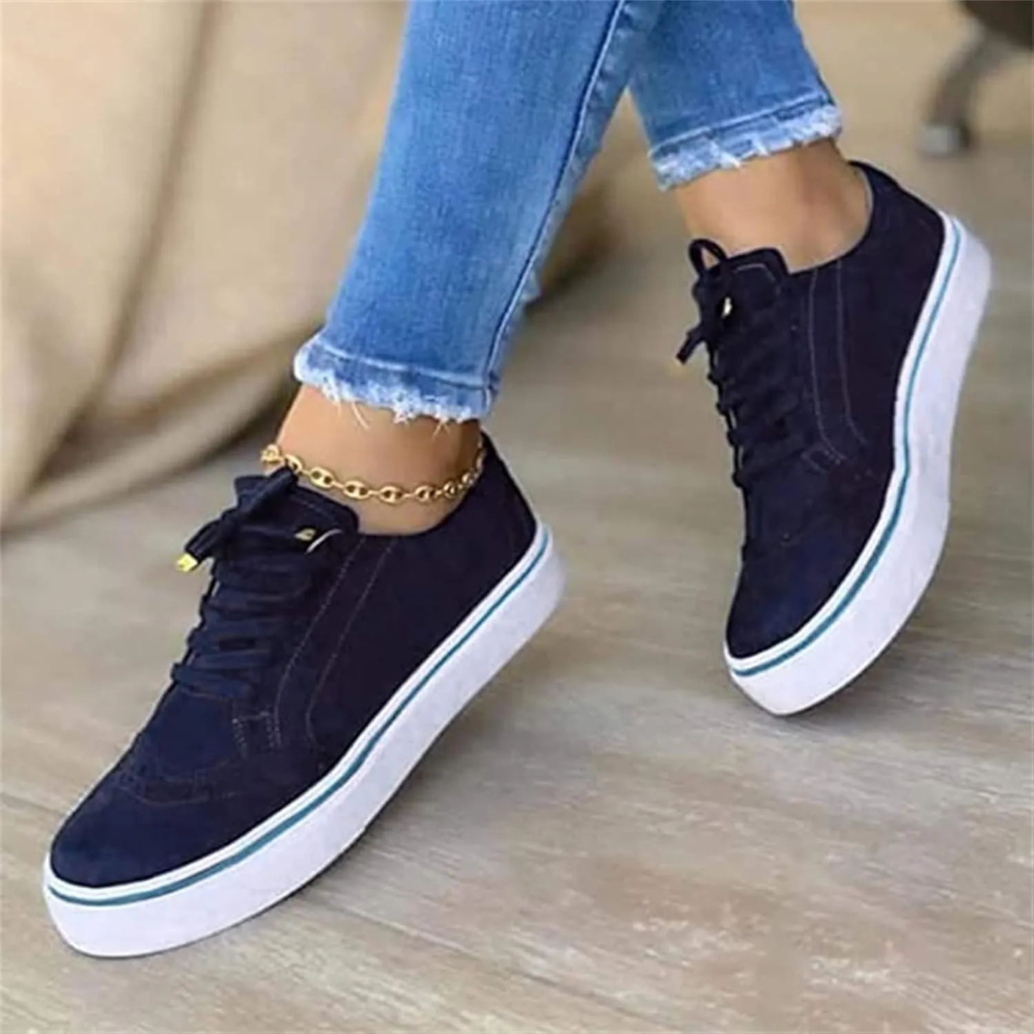 Lausiuoe Shoes for Women Sneakers Slip On Fashion Canvas Shoes Lightweight Non-Slip Casual Comfortable Walking Flat Loafers