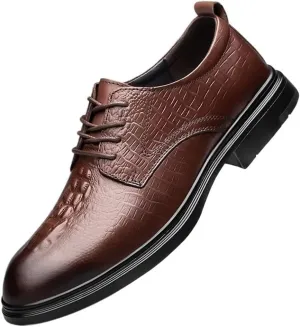 Leather Oxford Business Shoes for Men Formal Wedding Dress Comfortable Non-Slip Pointed Toe Classic Walking Shoes Lace Up for Men