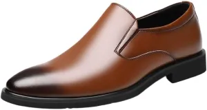 Leather Oxford Slip-On Dress Shoes for Men Business Formal Loafers Round Toe Comfortable Lace Up Classic Wedding Shoes Non Slip Casual Tuxedo Office