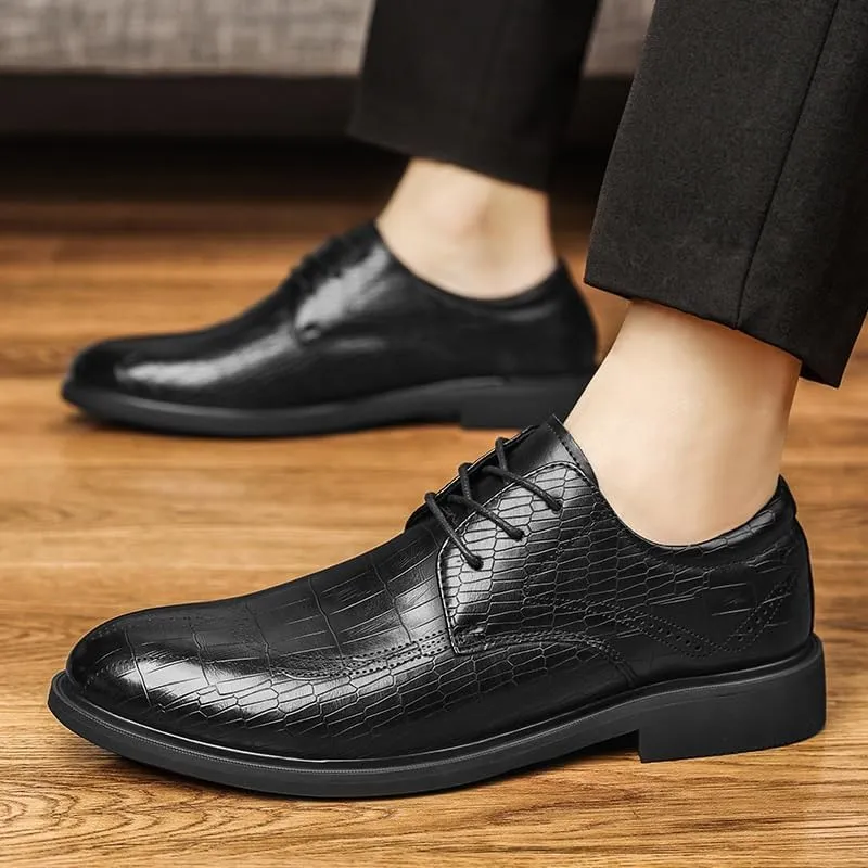 Men Casual Wedding Dress Shoes Men's Patent Leather Derby Shoes Fashion Classic Lace Up Low Oxfords Shoes(11)
