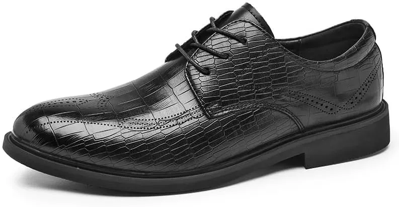 Men Casual Wedding Dress Shoes Men's Patent Leather Derby Shoes Fashion Classic Lace Up Low Oxfords Shoes(11)