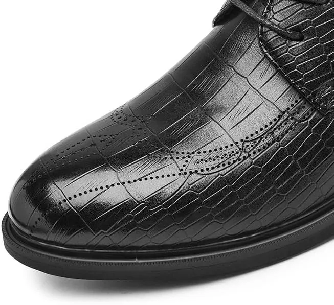 Men Casual Wedding Dress Shoes Men's Patent Leather Derby Shoes Fashion Classic Lace Up Low Oxfords Shoes(11)