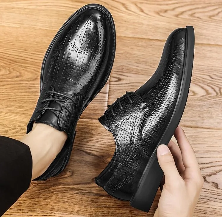 Men Casual Wedding Dress Shoes Men's Patent Leather Derby Shoes Fashion Classic Lace Up Low Oxfords Shoes(11)