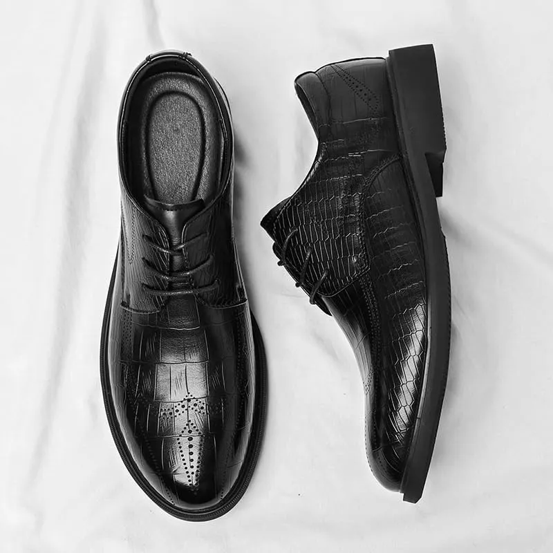 Men Casual Wedding Dress Shoes Men's Patent Leather Derby Shoes Fashion Classic Lace Up Low Oxfords Shoes(11)