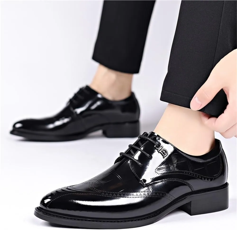 Men Dress Shoes Oxford Classic Leather Pointed Toe Brogue Tuxedo Wedding Business Formal Lace Up Comfortable Stylish Non Slip Low Top Elegant Office