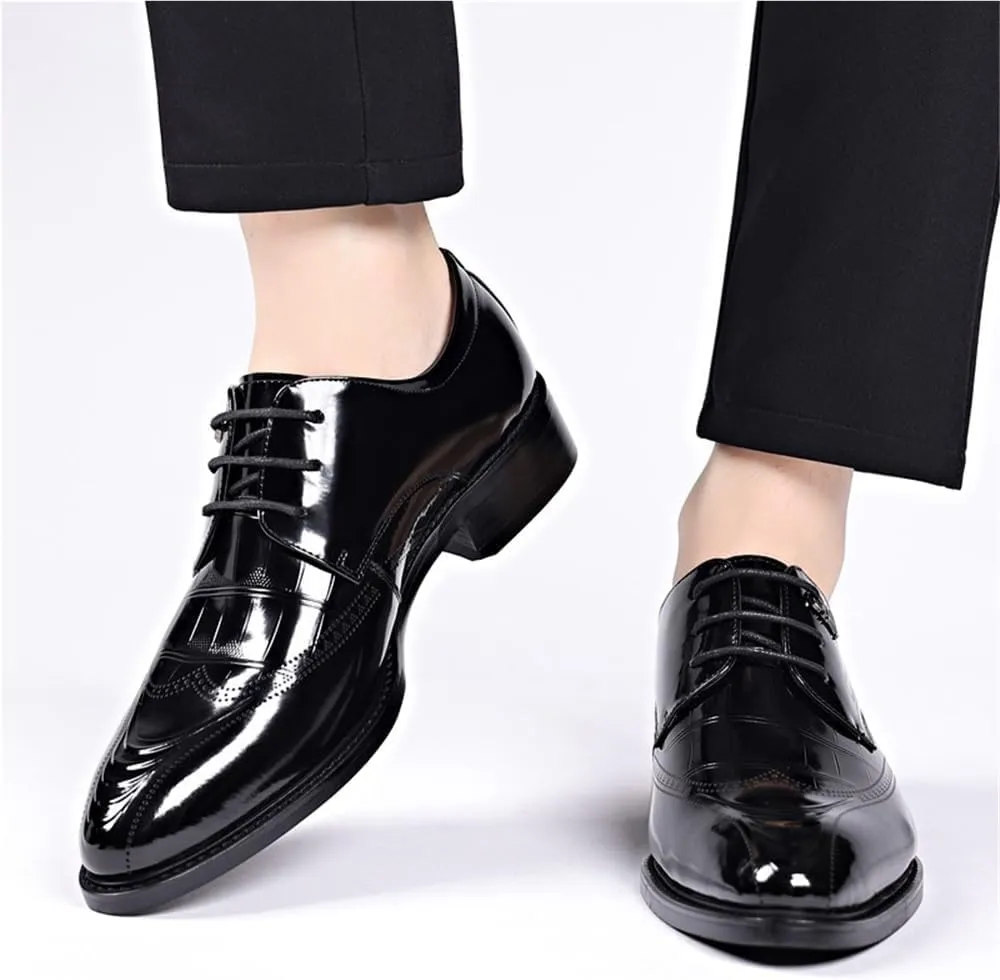 Men Dress Shoes Oxford Classic Leather Pointed Toe Brogue Tuxedo Wedding Business Formal Lace Up Comfortable Stylish Non Slip Low Top Elegant Office