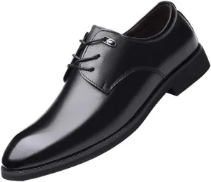 Men Lace Up Formal Dress Shoes Mens Retro Comfortable Business Oxford Shoes Walking Non-Slip Softsole Derby Shoes