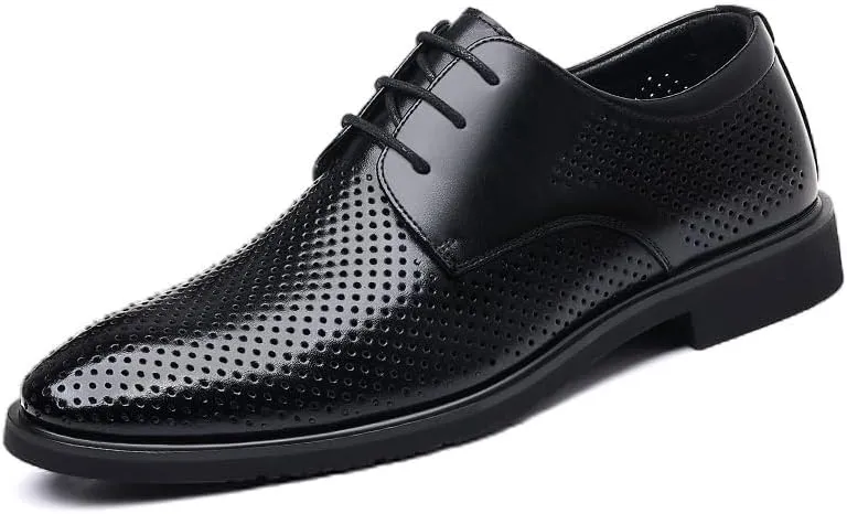 Men's Breathable Business Dress Shoes Men Casual Wedding Faux Patent Derby Shoe Mens Lace-up Leather Oxford
