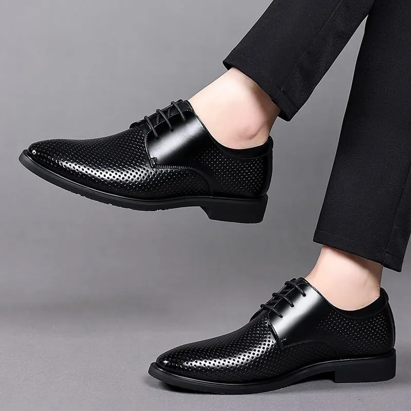 Men's Breathable Business Dress Shoes Men Casual Wedding Faux Patent Derby Shoe Mens Lace-up Leather Oxford