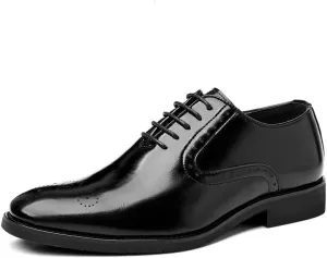 Men's Casual Business Oxford Shoes Classic Comfortable Pointed Toe Shiny Leather Dress Shoes Wedding Office Tuxedo Shoes for Men
