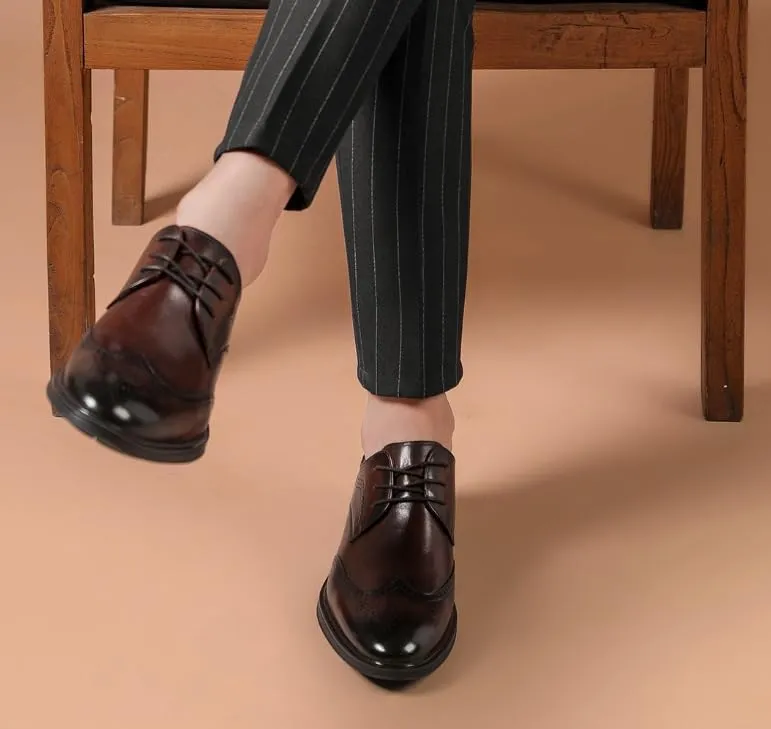 Men's Classic Lace-Up Oxford Shoes Genuine Leather Formal Business Dress Shoes Wedding Comfortable Man Brogue