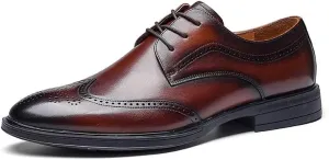 Men's Classic Lace-Up Oxford Shoes Genuine Leather Formal Business Dress Shoes Wedding Comfortable Man Brogue
