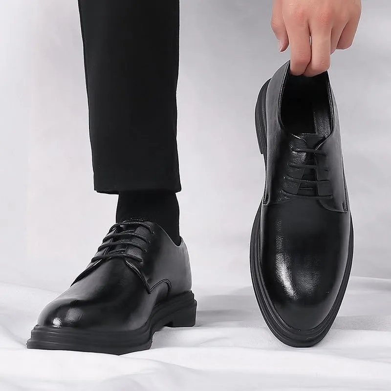 Men's Comfort Dress Shoes Mens Fashion Classic Pointed Toe Low Leather Oxford Shoes Non-Slip Softsole Lace Up Walking Derby Shoes for Men(7)