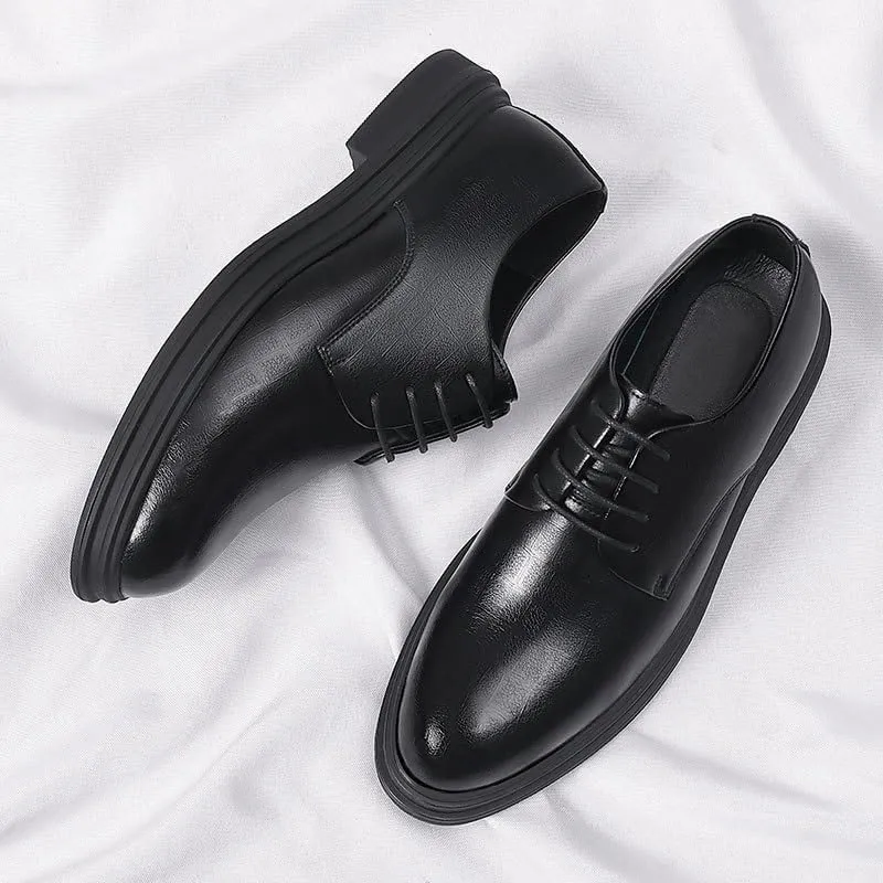 Men's Comfort Dress Shoes Mens Fashion Classic Pointed Toe Low Leather Oxford Shoes Non-Slip Softsole Lace Up Walking Derby Shoes for Men(7)