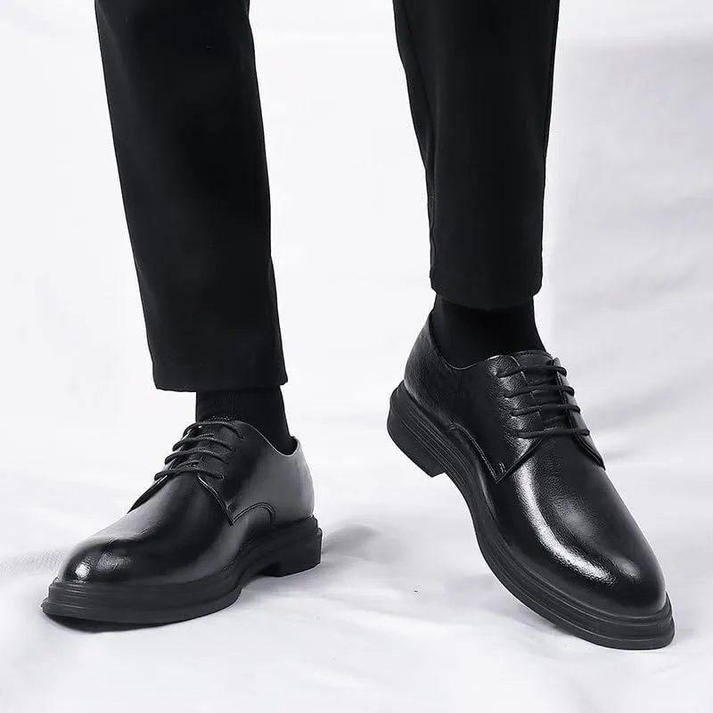 Men's Comfort Dress Shoes Mens Fashion Classic Pointed Toe Low Leather Oxford Shoes Non-Slip Softsole Lace Up Walking Derby Shoes for Men(7)