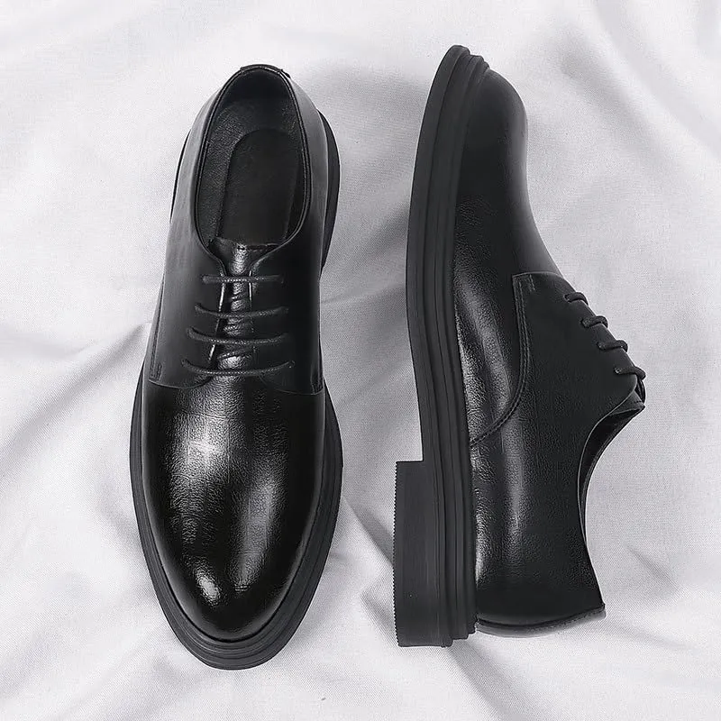 Men's Comfort Dress Shoes Mens Fashion Classic Pointed Toe Low Leather Oxford Shoes Non-Slip Softsole Lace Up Walking Derby Shoes for Men(7)