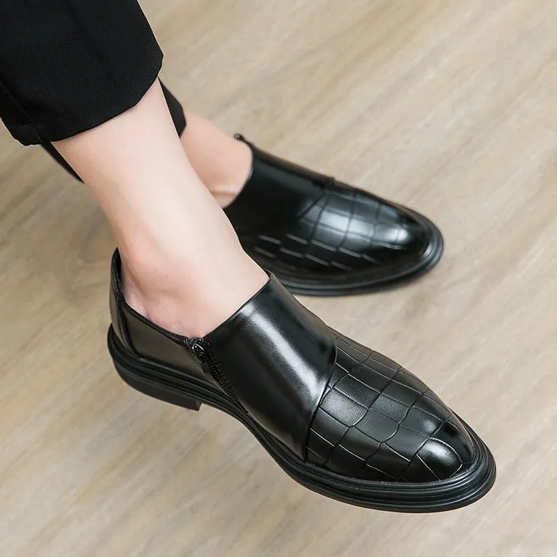 Men's Crocodile Pattern Casual Loafers Slip On Leather Shoes Lightweight Driving Shoes Moccasins Classic Loafer Flats Boat Shoes Outdoor Walking Shoes
