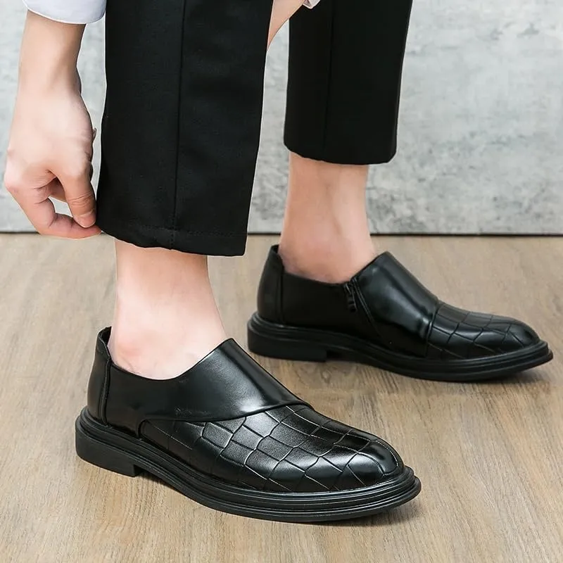 Men's Crocodile Pattern Casual Loafers Slip On Leather Shoes Lightweight Driving Shoes Moccasins Classic Loafer Flats Boat Shoes Outdoor Walking Shoes