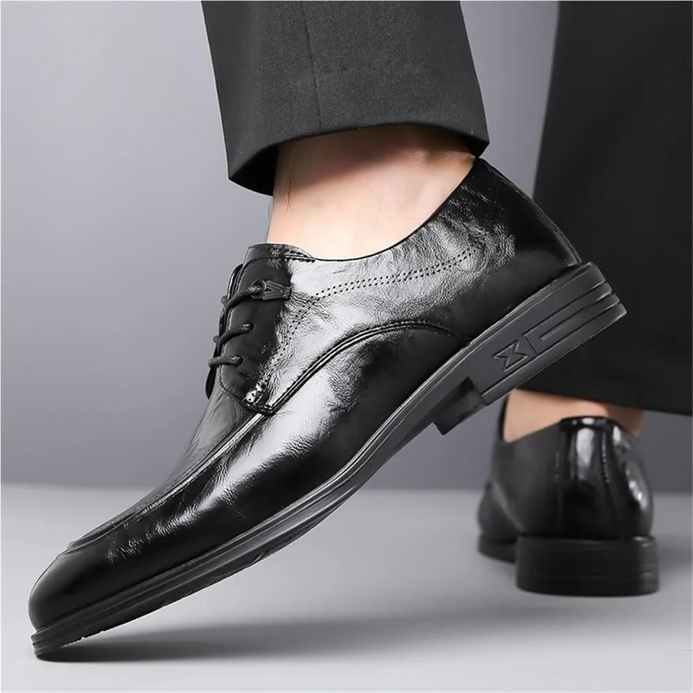 Men's Dress Shoes Leather Oxford Classic Pointed Toe Brogue Lace Up Business Formal Wedding Comfortable Non Slip Stylish Tuxedo Genuine Leather Office
