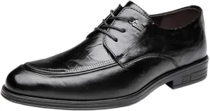 Men's Dress Shoes Leather Oxford Classic Pointed Toe Brogue Lace Up Business Formal Wedding Comfortable Non Slip Stylish Tuxedo Genuine Leather Office